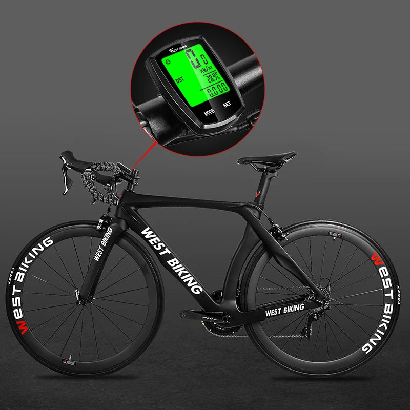 WEST BIKING Bike Computer Wireless and Wired  Waterproof LCD Backlight