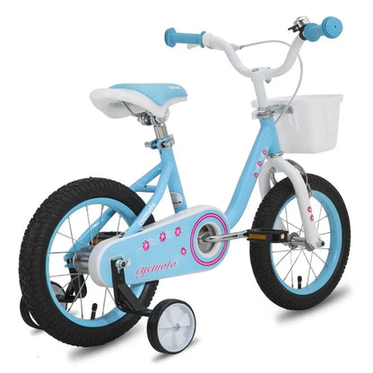 CYCMOTO Girls Bike for 3-9 Years Old Kids,14 16 18 Kids Bike with Training Wheels, Basket and Hand Brake