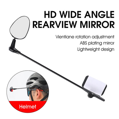 WEST BIKING Bicycle Helmet Mirror Flat Lightweight 360 Degree Bike Helmet Mounted Rear-view Mirror Bicycle Cycling Helmet Mirror