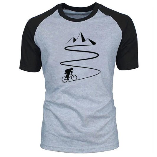 Mountain Bike Heartbeat Funny T Shirt Summer Men Raglan sleeve adult round neck short sleeve T-shirt