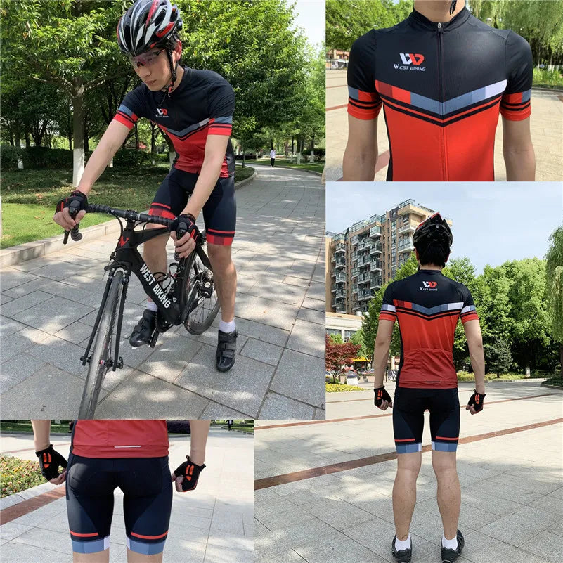 WEST BIKING Summer Sports Cycling Jerseys Set Breathable Quick Dry MTB Bicycle Clothes
