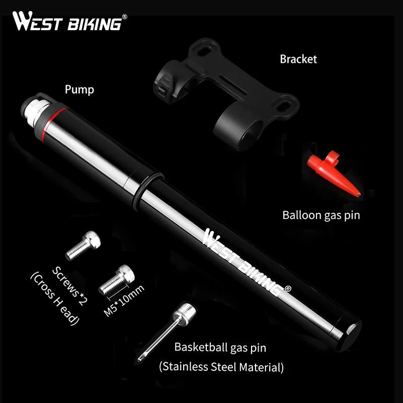 WEST BIKING Bike Pump Pressure Gauge Tube 120PSI Bicycle Pump Presta Schrader Hose Tire Air Inflator Road MTB Bike