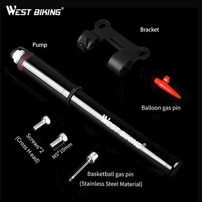 WEST BIKING Bike Pump Pressure Gauge Tube 120PSI Bicycle Pump Presta Schrader Hose Tire Air Inflator Road MTB Bike