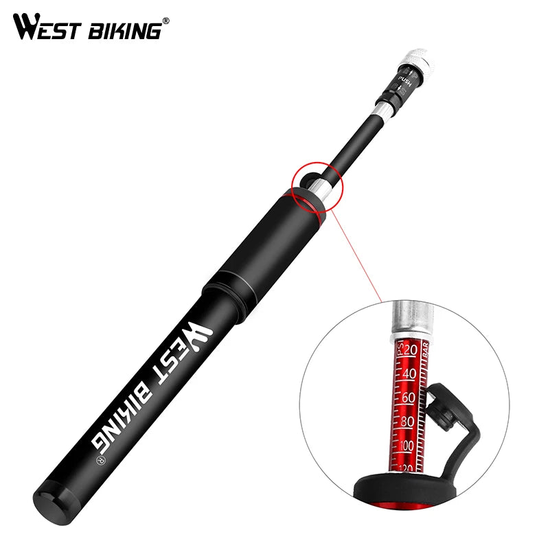 WEST BIKING Bike Pump Pressure Gauge Tube 120PSI Bicycle Pump Presta Schrader Hose Tire Air Inflator Road MTB Bike