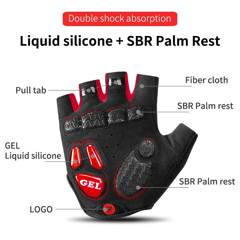 ROCKBROS Touch Screen Half Finger Cycling Bike Gloves Autumn Spring MTB Bike Gloves GEL Pad Shockproof