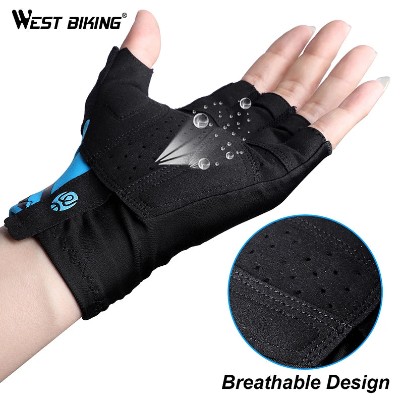 WEST BIKING Summer Cycling Gloves Half Finger Men Women Shockproof Breathable