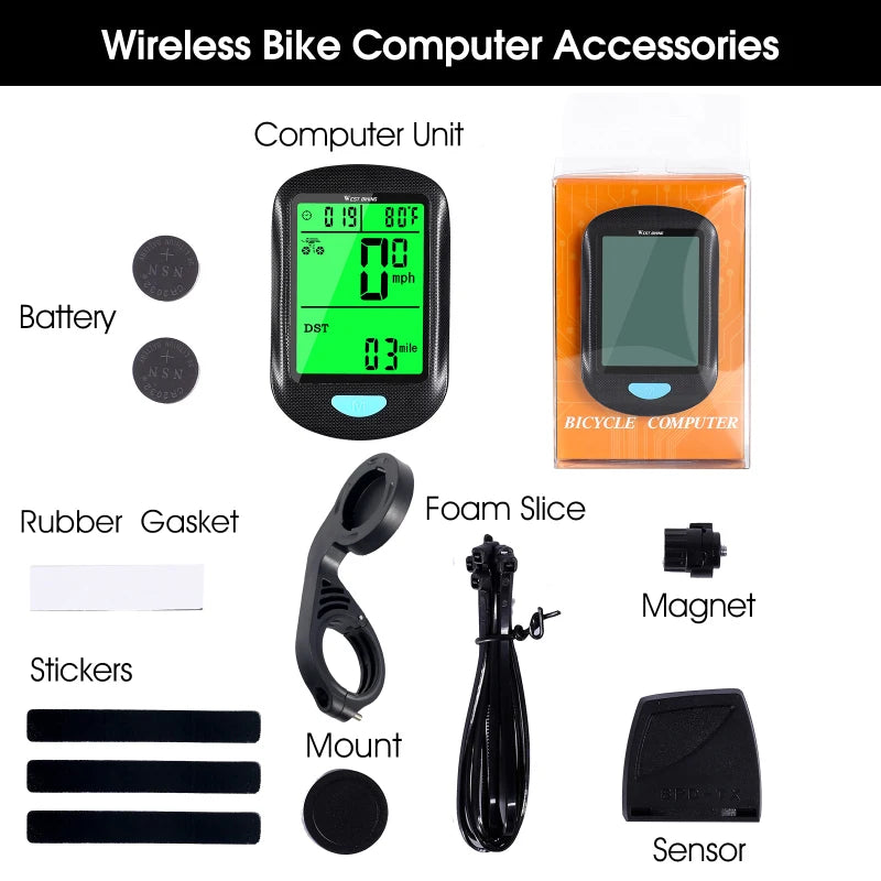 WEST BIKING Multifunction Wireless Bicycle Computer Small & Light / Back Light / Waterproof