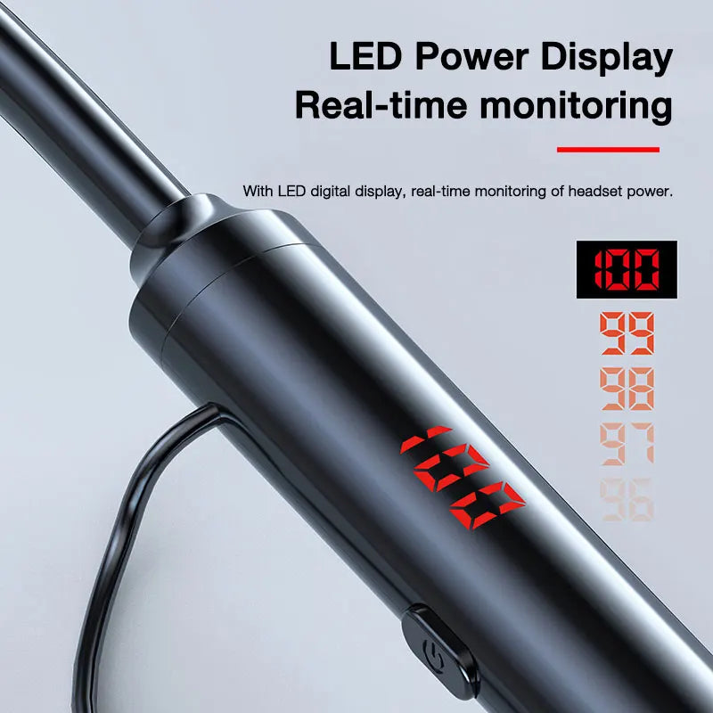 EARDECO Bluetooth Headphones Wireless Neckband Stereo Bass with LED Display TF Card Support And Magnet Feature 60H Endurance