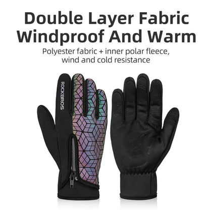 ROCKBROS Winter Bicycle Gloves Touch Screen Thermal Fleece Climbing Skiing Bike Gloves Men Women Windproof Warm Cycling Gloves