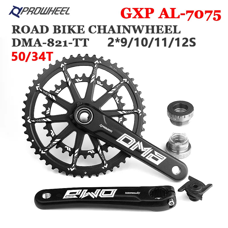 Prowheel DMA-821-TT Road Bike Crankset 9/10/11/12S Double Chainring Crank