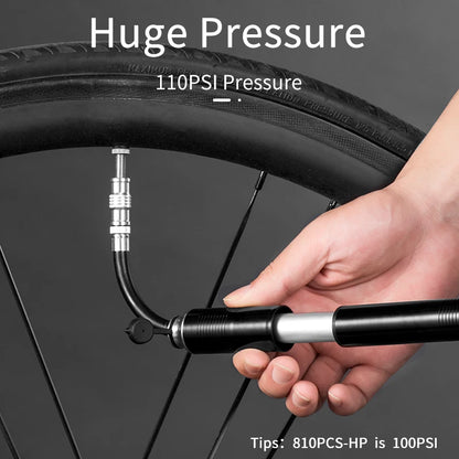 ROCKBROS Bicycle Pump 100PSI/110PSI Bike Pump Hand Mini Tire Air Inflator Portable Ultralight High-Pressure Pump