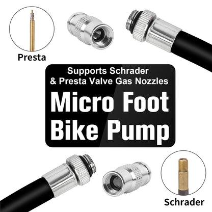 WEST BIKING Alloy Bicycle Pump Hose Gauge Hand Foot Floor Bike Tire Pump 130PSI Air Inflator Presta Schrader Valve