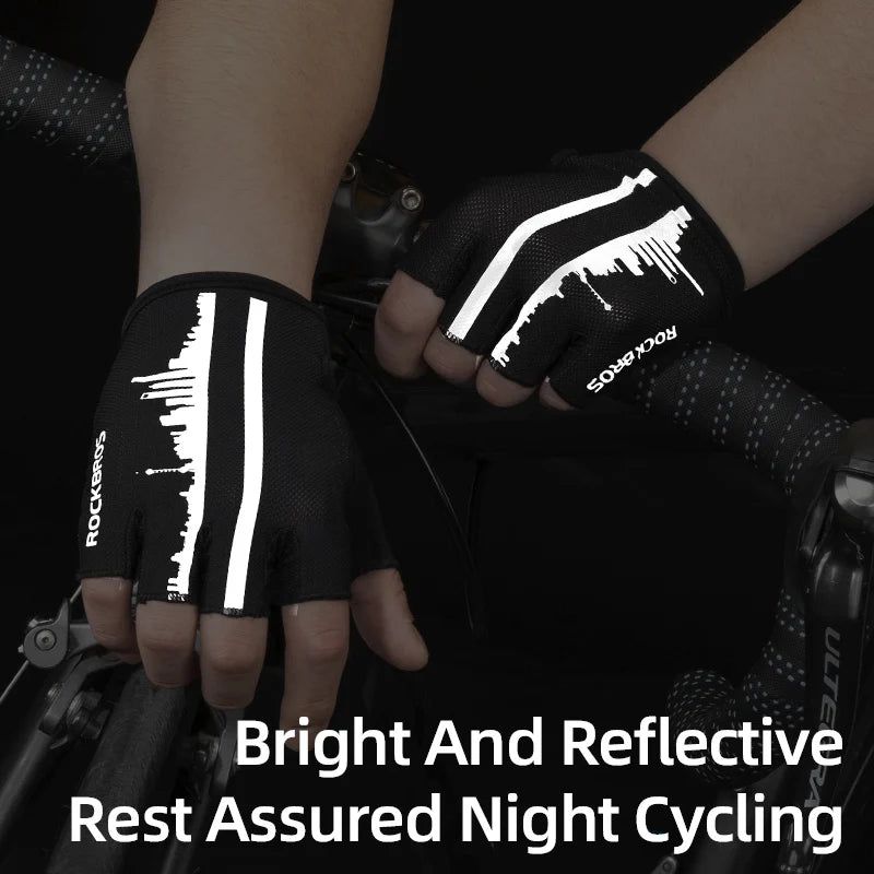 ROCKBROS Cycling Breathable Half Finger Anti-slip Men Women Anti-sweat Reflective Gloves