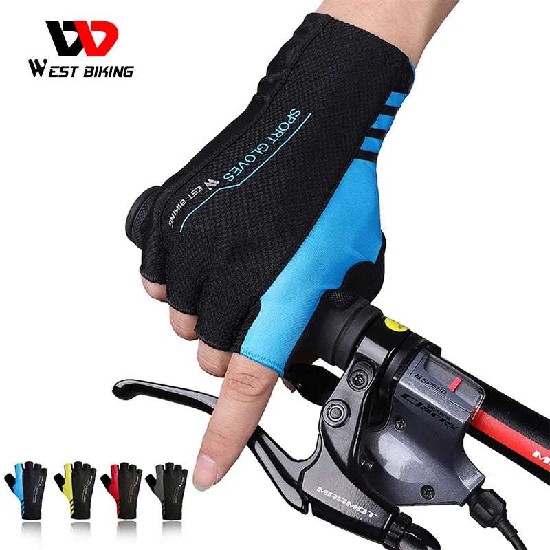 WEST BIKING Summer Cycling Gloves Half Finger Men Women Shockproof Breathable
