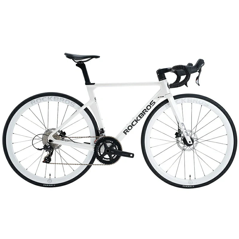 RockBros CTR Carbon Fiber Road Bike – White Lightweight Racing Bicycle