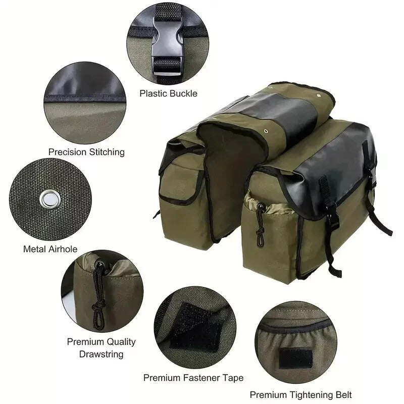 Upgraded Bicycle Rear Rack Bag – Large Capacity Cycling Rear Seat Storage Bag for Mountain Bikes, Road Bikes & Commuters