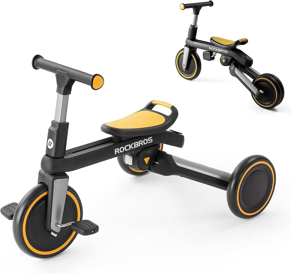 ROCKBROS 3-in-1 Foldable Kids Tricycle & Balance Bike – Adjustable Toddler Bike for Ages 1–5