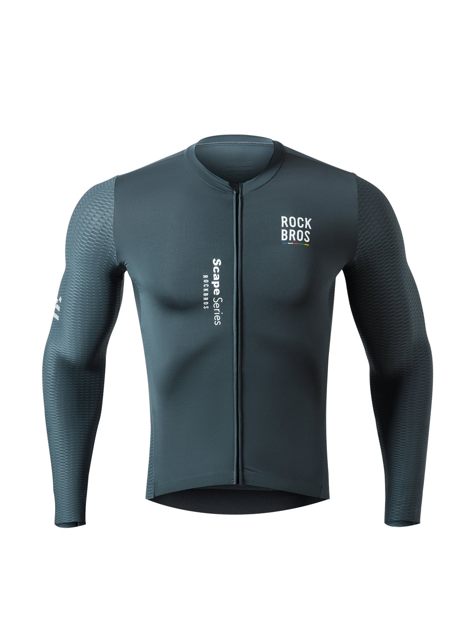 ROCKBROS Men’s Grey Long-Sleeve Cycling Jersey – Road To Sky