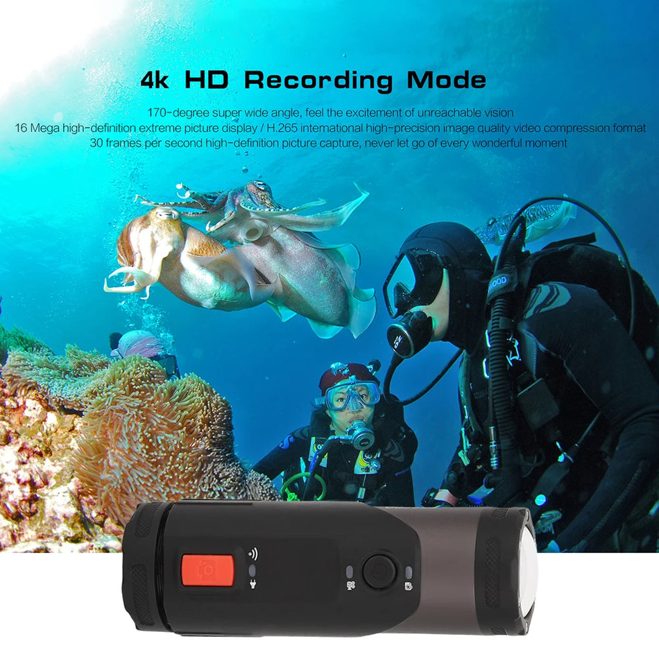 4K Bike Camera Video Camera 170 Degree Wide Angle DV WiFi Video Recorder Action Camera for Outdoor Wilderness Bicycle Climbing