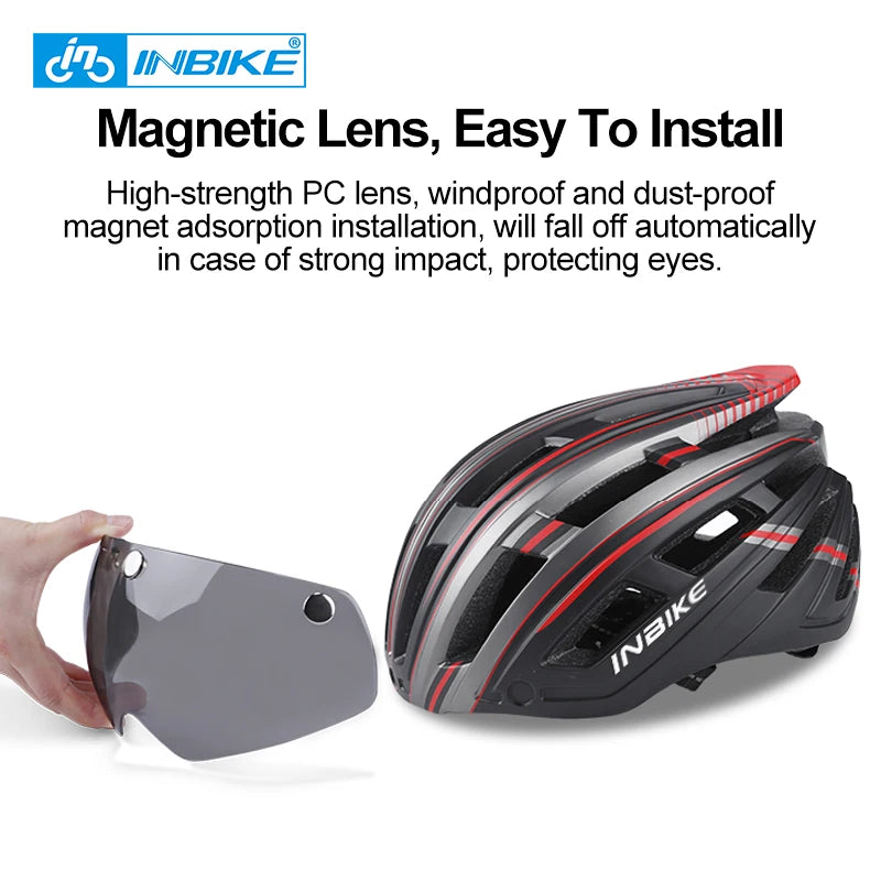 INBIKE Ultralight Men's Bicycle Helmet with Goggles And Taillight for MTB Road Cycling - Adult Integrally-Molded Bike Safety Gear