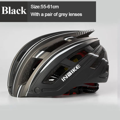 INBIKE Ultralight Men's Bicycle Helmet with Goggles And Taillight for MTB Road Cycling - Adult Integrally-Molded Bike Safety Gear