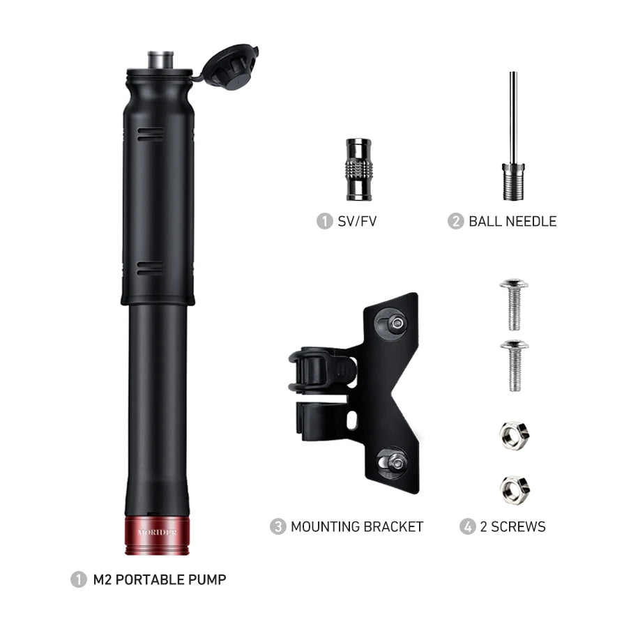 MORIDER Mini Bicycle Pump Portable Hand Air Pump, Ball, Tire Inflator,  Schrader Presta Valve MTB, Road Bike