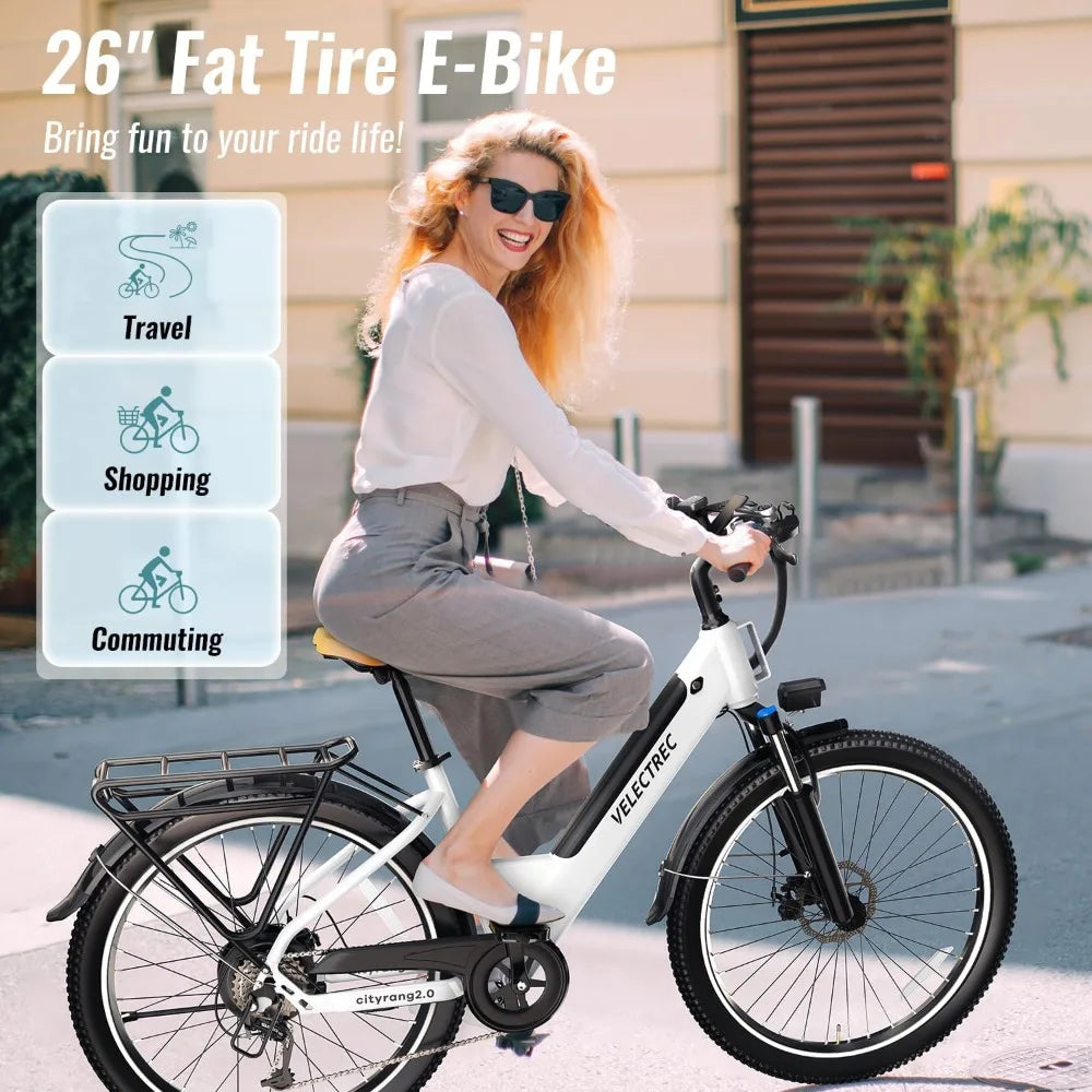 Cityrang 2.0 26" Electric Bike for Adults,1000W Motor Peak Ebike Up to 70 Miles & 28 Mph by Removable Battery