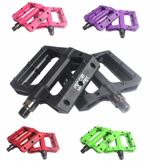 RACEWORK Mountain Bike Pedals MTB Bicycle Pedals 9/16" Concise Flat Nyoln Fiber Abrasion And  Resistance Lightweight Pedals