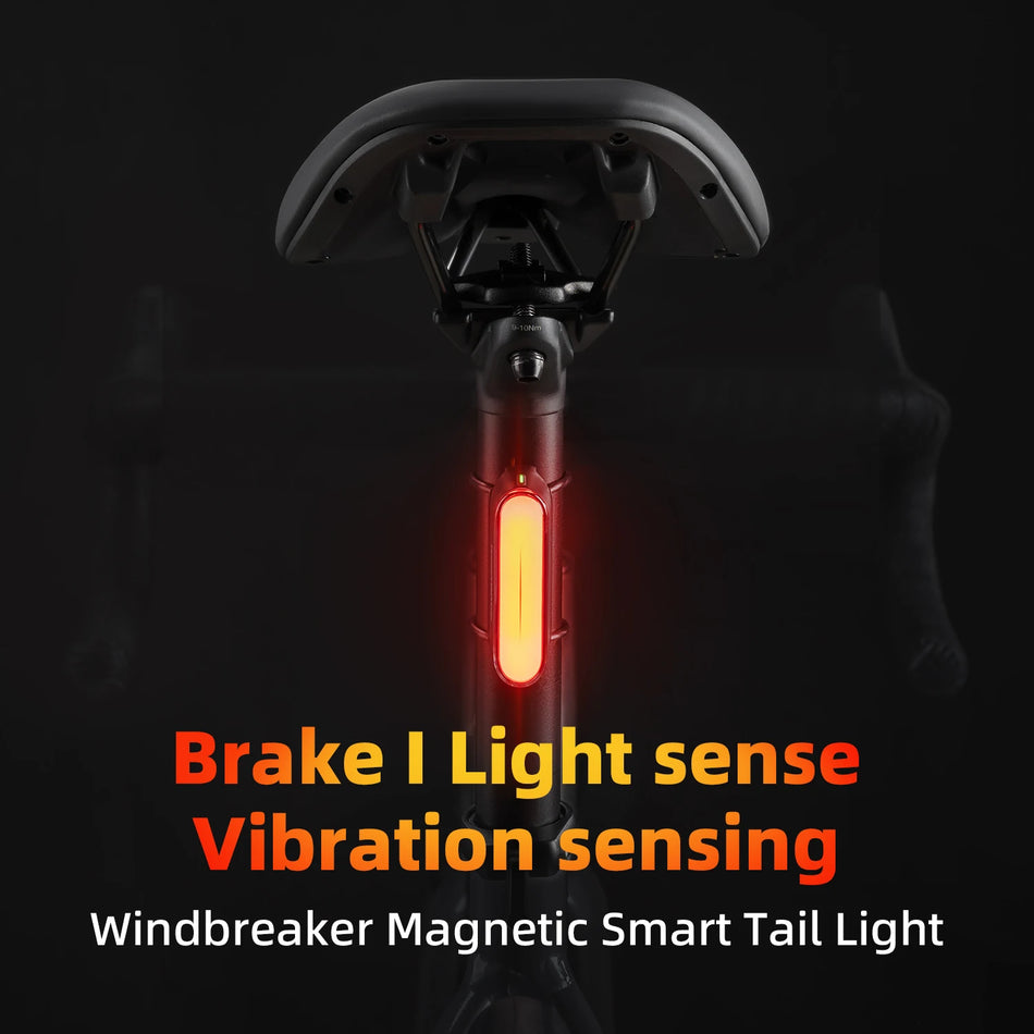ROCKBROS Bike Tail light Magnetic Bicycle Light IPX6 Waterproof Type-c Rechargeable Mounting Smart 7 Modes Sensor Rear Light