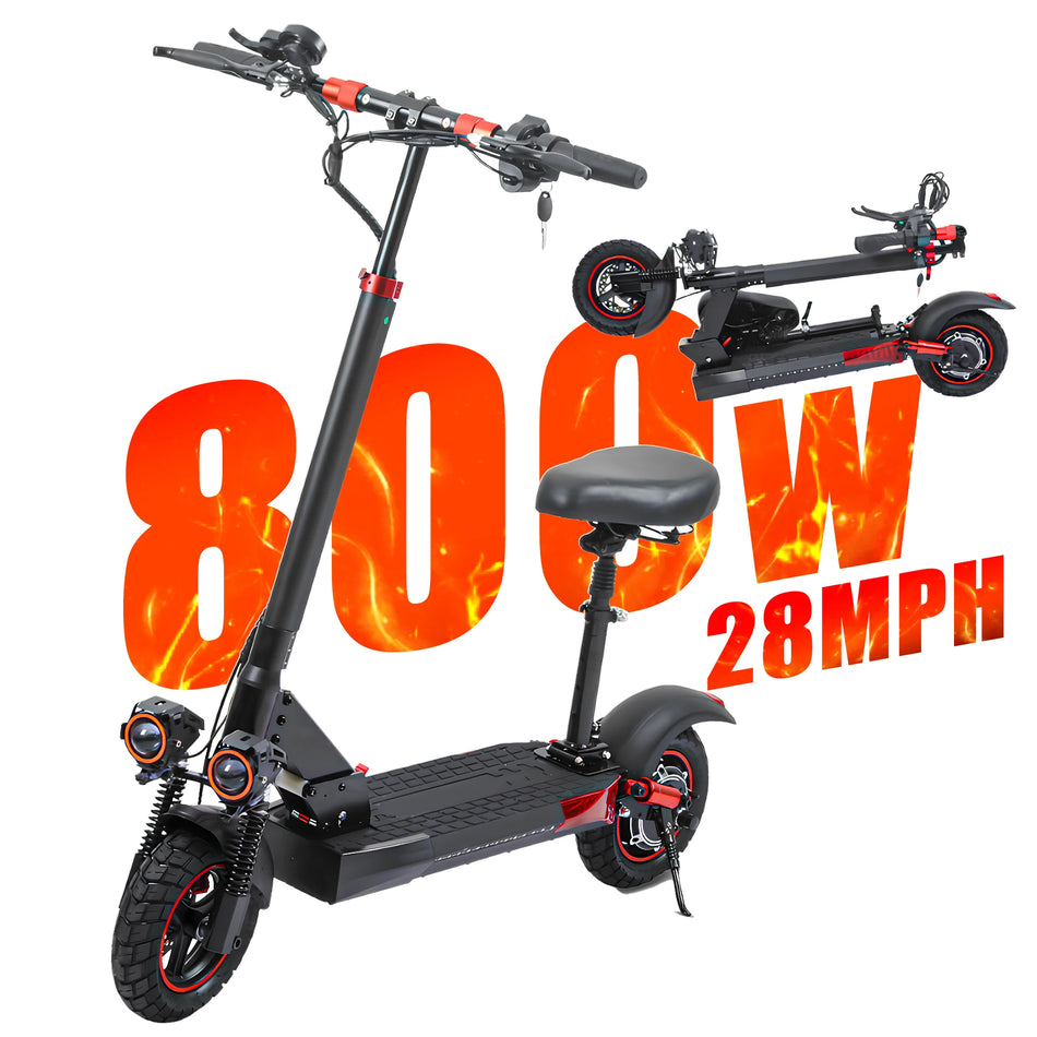 J01 Motor 800W Adult Electric Scooter with Seat Fast Folding 28MPH Off-Road Tires Commuter E-Scooter Lithium Battery Powered