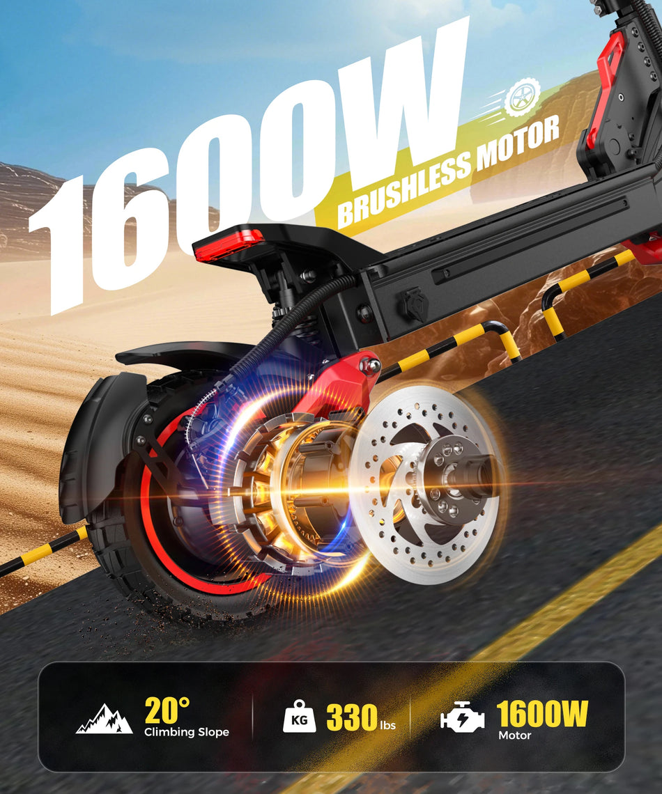 FREEBOY J15 Max 1600W Electric Scooter – 48V 18Ah Battery, 10" Off-Road Tires & Folding Design