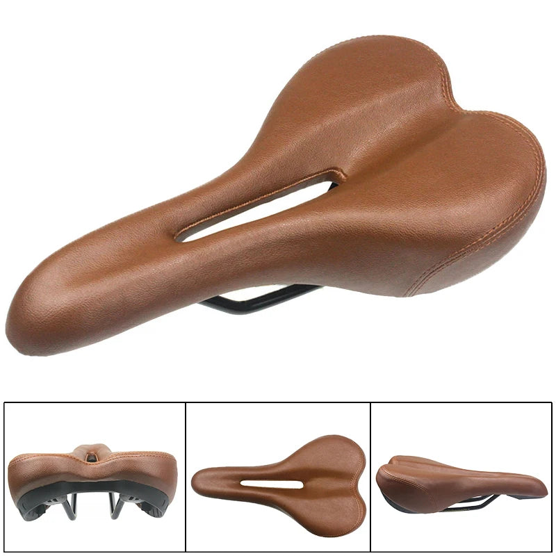 HEPPE Unisex Vintage PU Leather MTB Road Bike Saddle Hollow Retro Cushion Bicycle Seat Mat 275mmx150mm