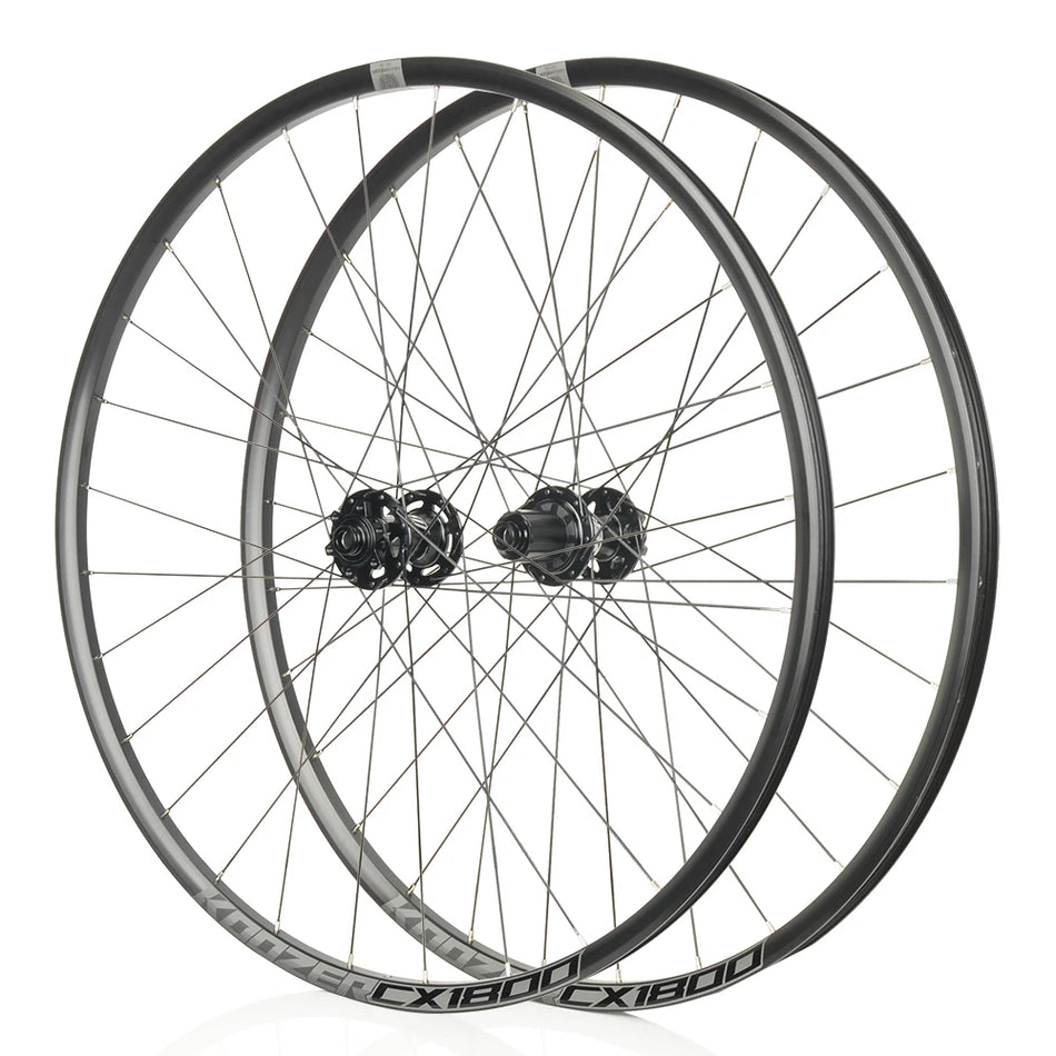 Koozer CX1800 700C Road Gravel Bicycle Wheel Set Alloy Disc Brake 28H Spoke Hole through Axle QR Compatible Tubeless Ready