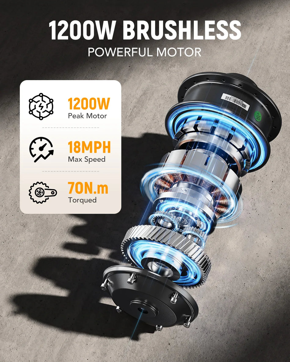 Hopepeak T10 Plus Folding Electric Trike – 1200W Peak, 48V 13Ah