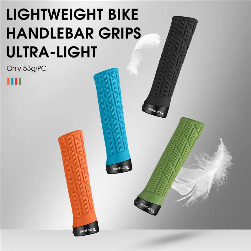 WEST BIKING Bicycle Grips Soft Rubber MTB Road Bike Grips Shockproof Anti-Slip Handlebar Cover Colorful Cycling Handlebar GripsG