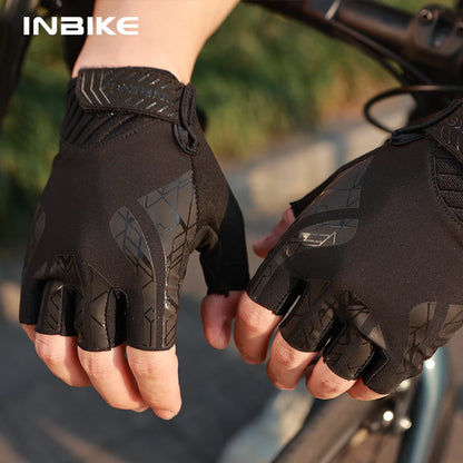 INBIKE Half Finger MTB Cycling Gloves Summer Bicycle Riding Gloves Palm Pad Reflective Men Mountain Road Bike Gloves Accessories