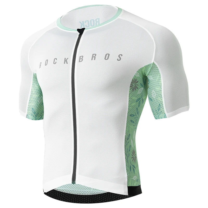 ROCKBROS Men's MTB Cycling Jersey Summer Sportswear Breathable T-Shirt Mountain Bike High-Quality YKK Zipper Short Sleeve GEL Pad