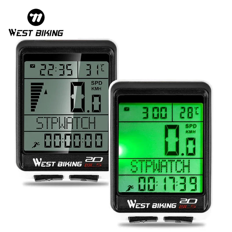 WEST BIKING LED Bike Computer Wireless Waterproof Speedometer Odometer 5 Language Cycling Computer