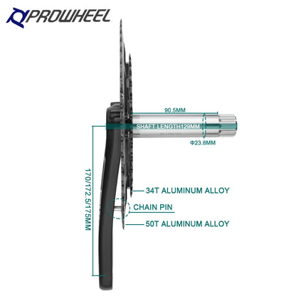 PROWHEEL Road Bike Crankset 9/10/11/12 Speed GXP 34/50T