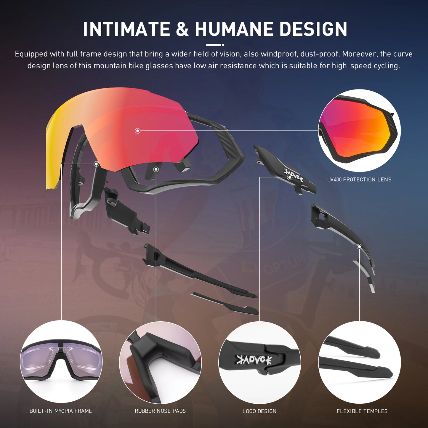 KAPVOE Cycling Sunglasses Outdoor Sport Sun Goggles Camping Hiking Driving Eyewear Glasses for Men Women UV400 Goggles Driving Glasses