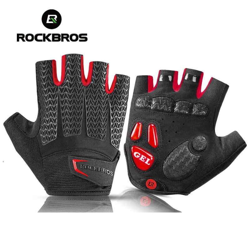 ROCKBROS Touch Screen Half Finger Cycling Bike Gloves Autumn Spring MTB Bike Gloves GEL Pad Shockproof