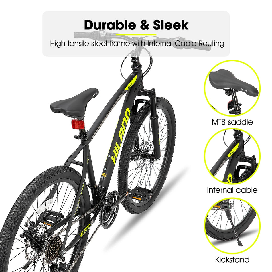 Hiland 26 Inch Urban Commuter City Bicycle, Shimano 21 Speed  with Suspension Fork，Dual-Disc Brake
