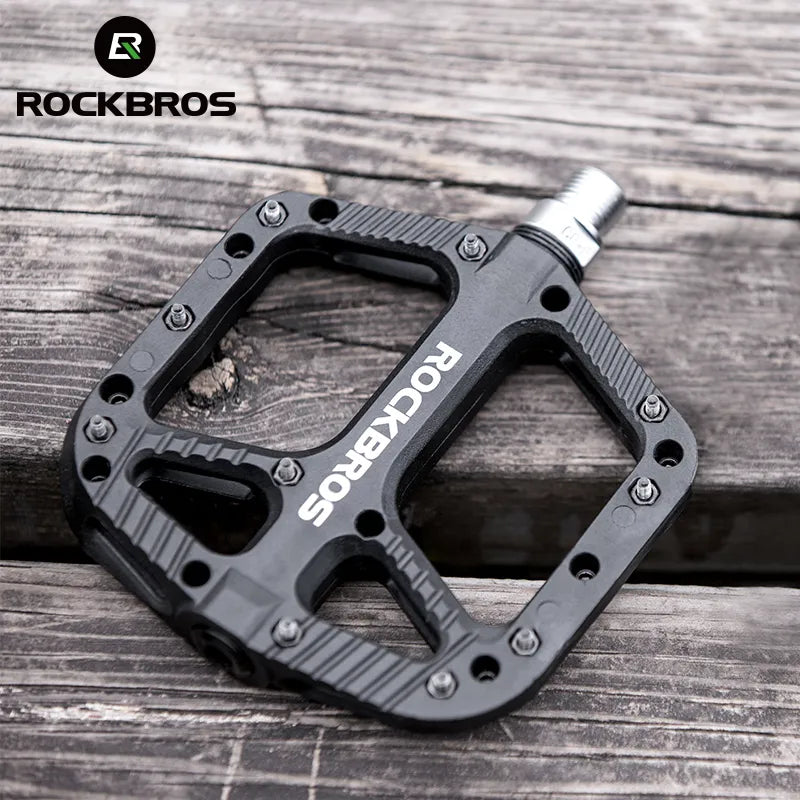 ROCKBROS Mountain Bike Pedals Nylon Composite Bearing 9/16" MTB Bicycle Pedals with Wide Flat Platform