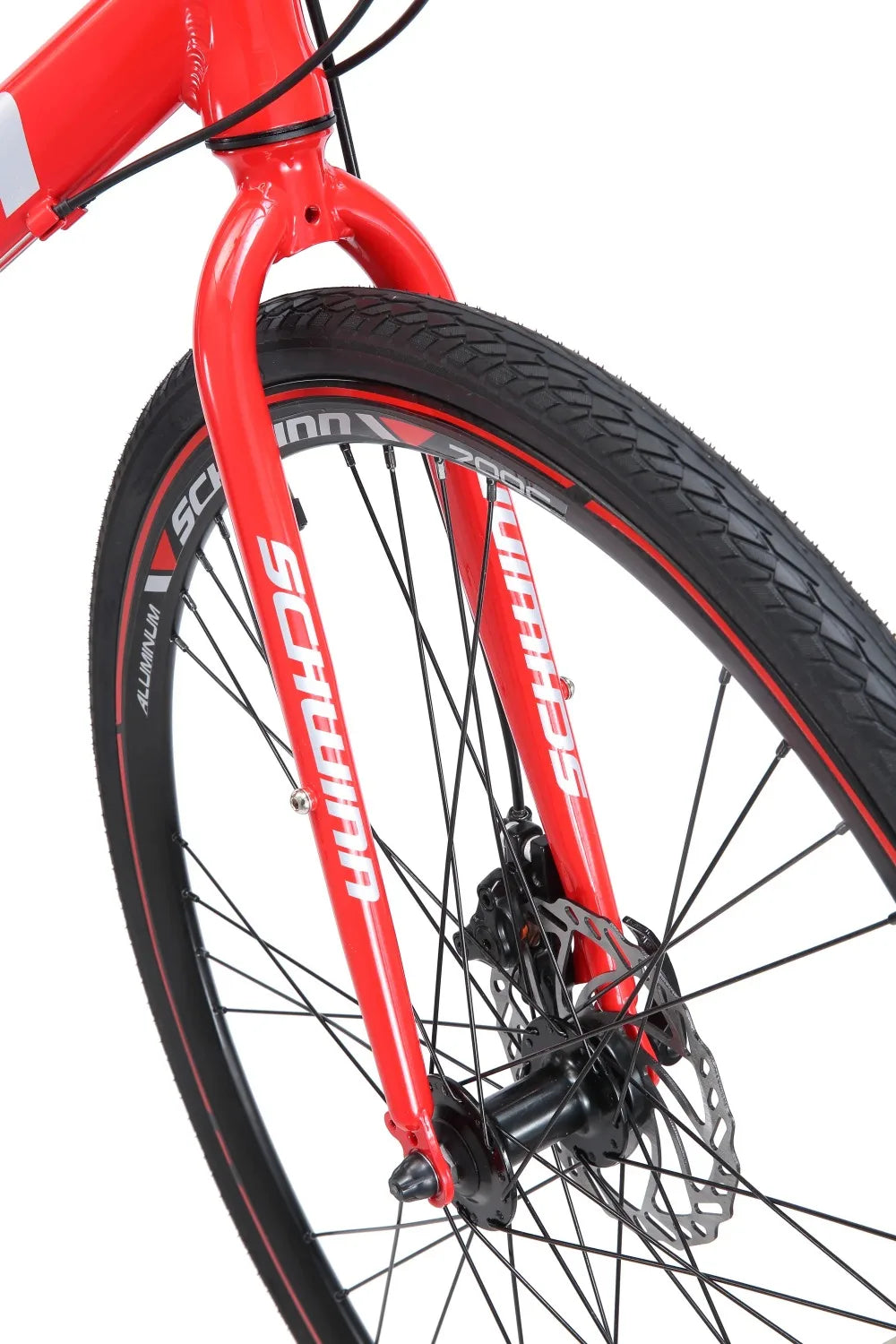 Schwinn Kempo Hybrid Bike 700c Wheels 21 Speeds Mens Frame Red Hybrid durable enough to handle rough roads Light enough to ride fast