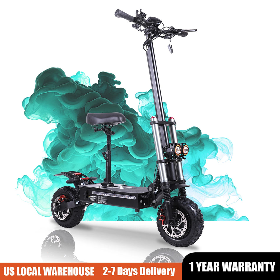 Electric Scooter 6000W Dual Motor 65 Miles Range 60 MPH Speed 11' All-Terrain Tires Folding Design for Adults Unisex