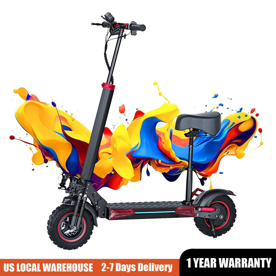 FREEBOY 1200W Off-road Electric Scooter Unisex Foldable Commuter with Seat 48V 21Ah/18Ah Battery Max Speed 30Mph Range 35Miles