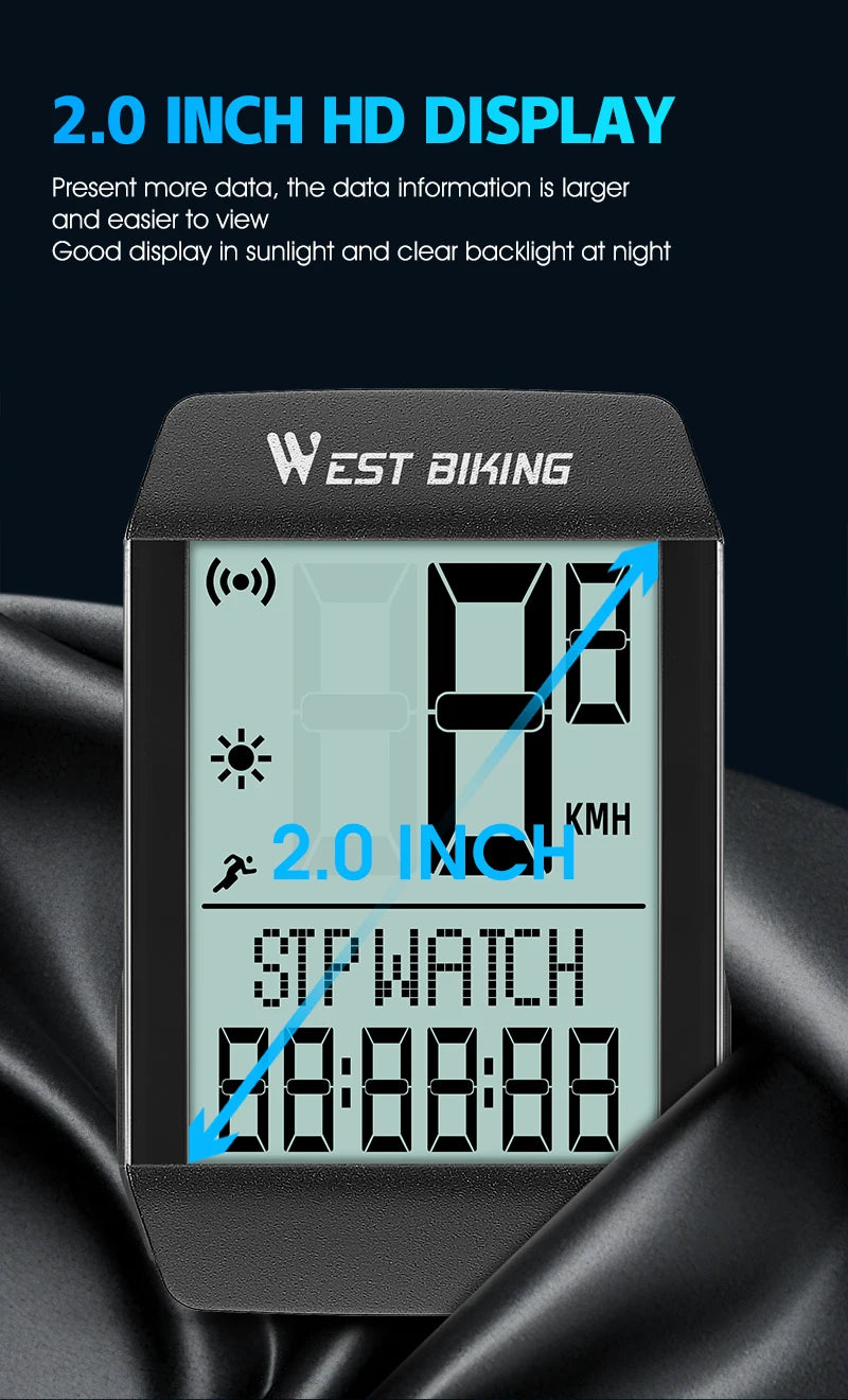 5 Language Waterproof Bicycle Computer Wireless Wired Cycling Odometer Auto Wake & Sleep Bike Speedometer LED Screen Stopwatch