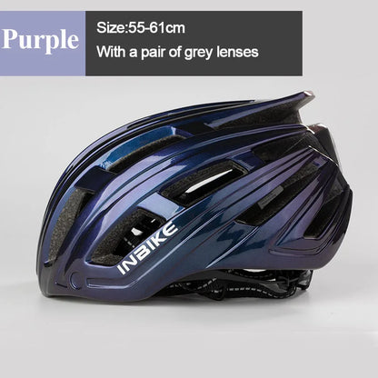 INBIKE Ultralight Men's Bicycle Helmet with Goggles And Taillight for MTB Road Cycling - Adult Integrally-Molded Bike Safety Gear
