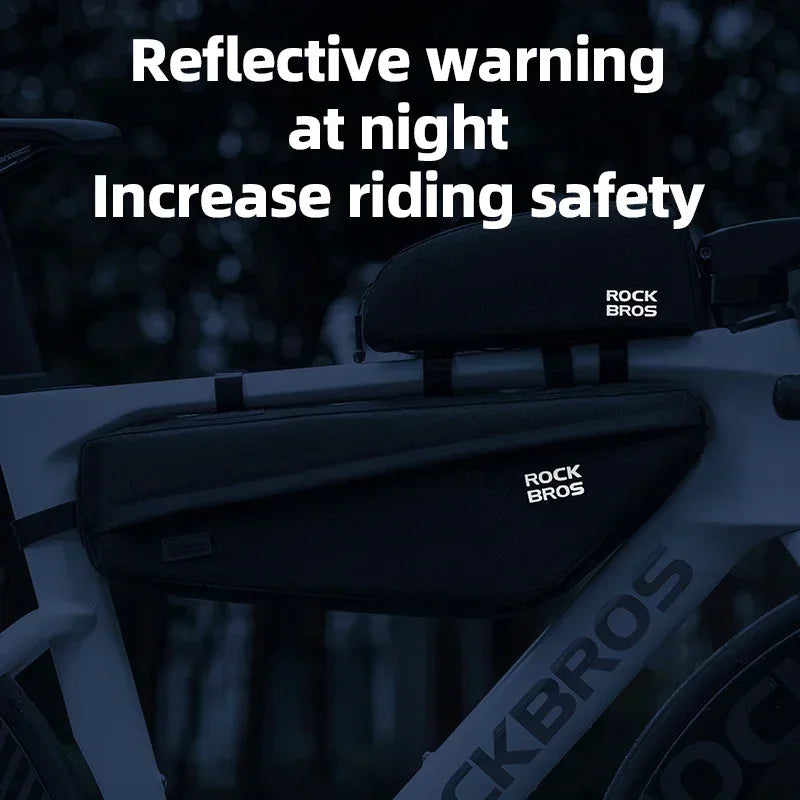 ROCKBROS Rainproof Top Tube Frame Bag – Large Capacity MTB & Road Bike Pannier with Reflective Wear-Resistant Design