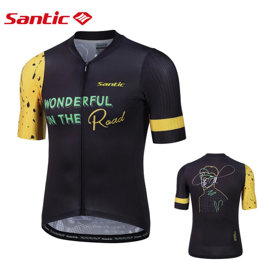 Santic Men's  Summer  Cycling Jerseys Cycling Suit Short Sleeved Road Bike Reflective Safety Cycling Top